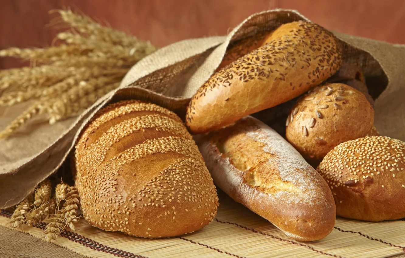 Фото обои колоски, хлеб, выпечка, булка