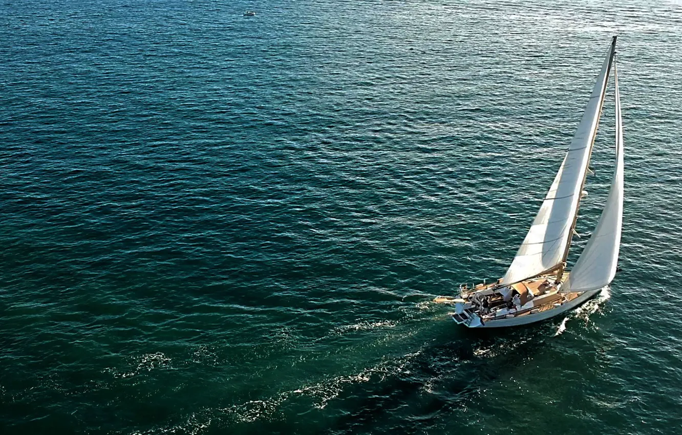Фото обои море, путь, ветер, яхта, сверху, паруса, from above