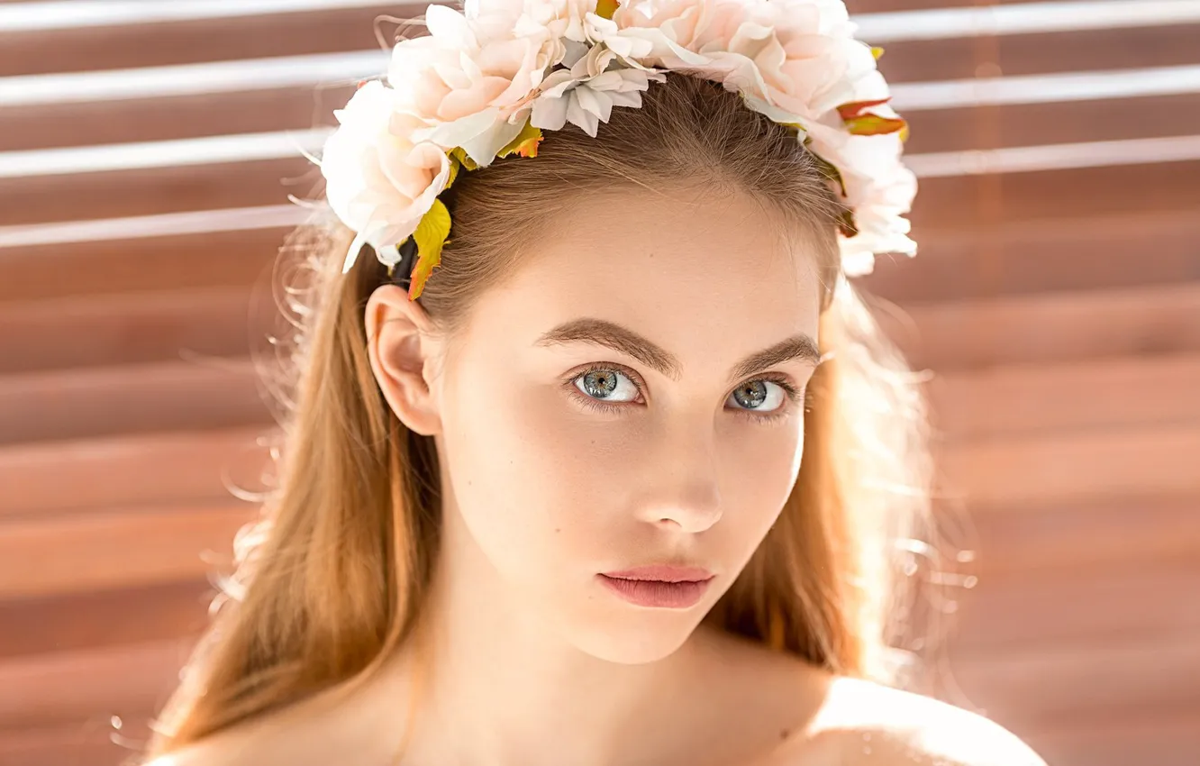 Фото обои нежность, губки, прелесть, венок