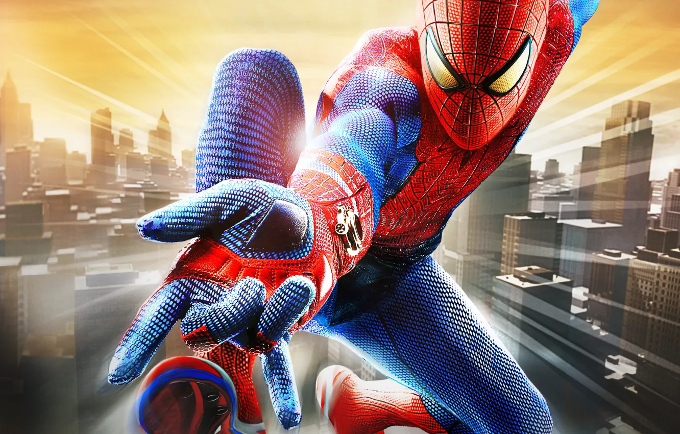 Фото обои город, Marvel, The Amazing Spider-Man, Удивительный Человек-паук, Peter Parker, Питер Паркер