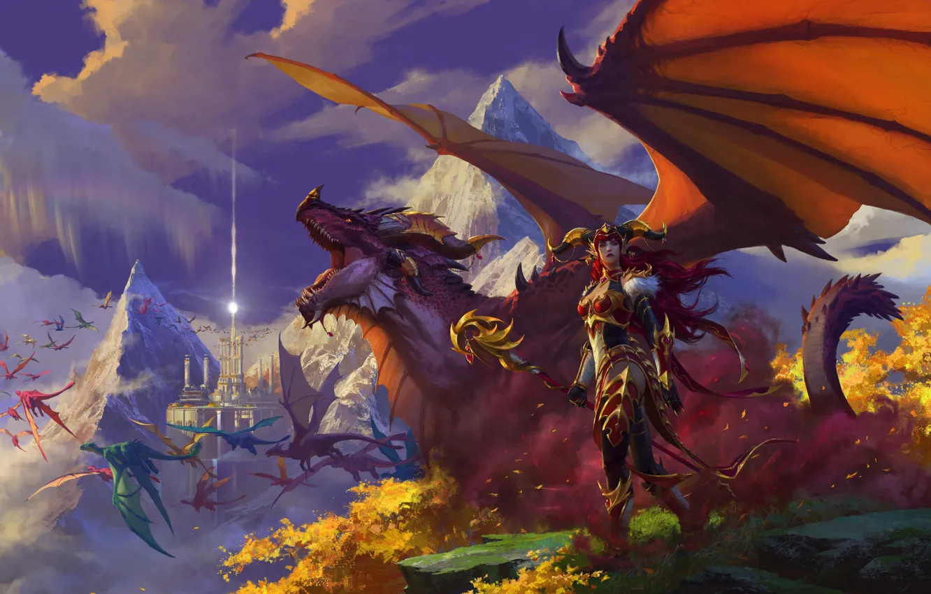 Фото обои World Of Warcraft, Алекстраза Хранительница Жизни, Алекстраза, Та кто Живет, Королева Драконов, Королева Жизни, World …