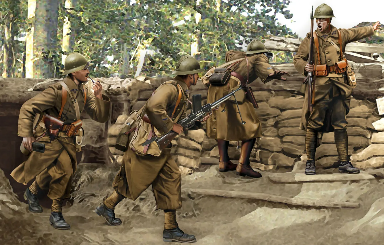Фото обои арт, солдаты, пехота, 11 ноября, 1918г, 28 июля, 1914г, WWI.