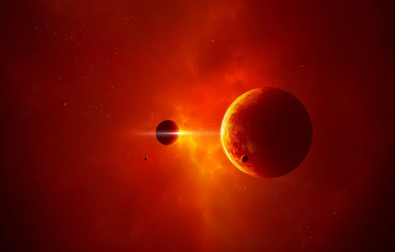 Фото обои звезды, свет, планета, спутник