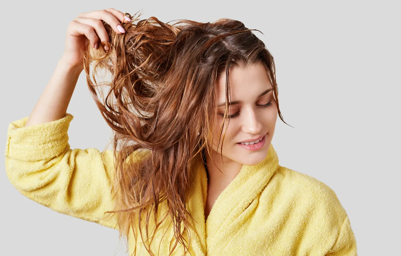 Фото обои wet, hair, bathroom