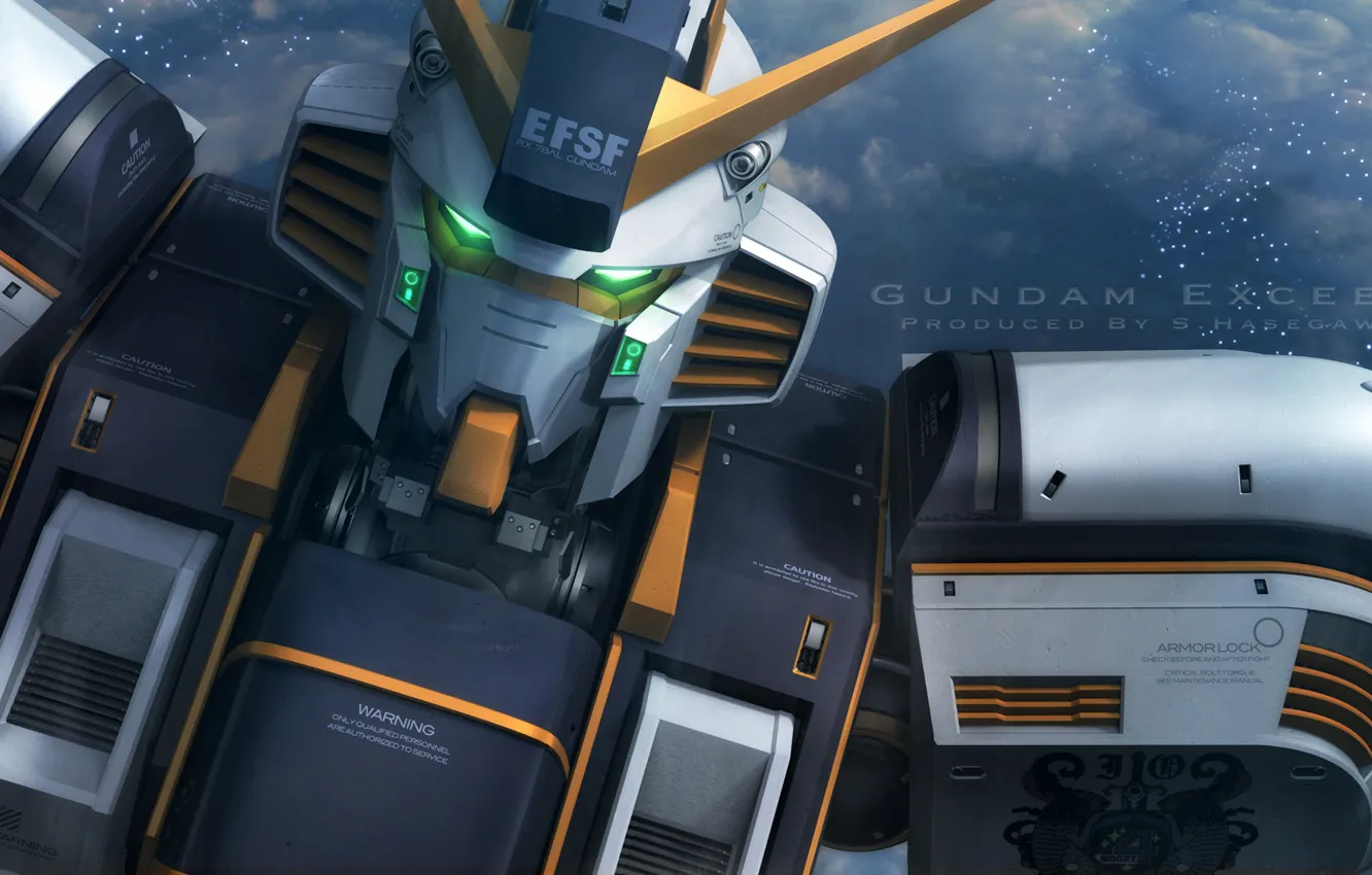Фото обои небо, робот, Mobile Suit Gundam