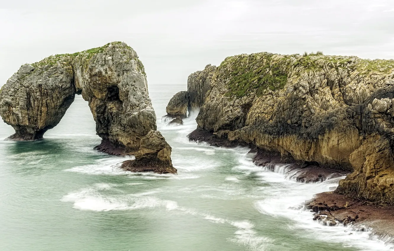 Фото обои море, пейзаж, скалы, Spain, Asturias, Naves