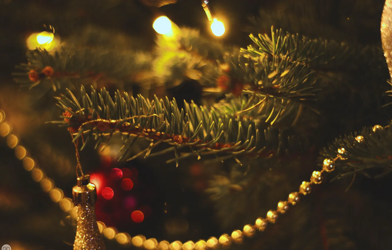 Фото обои зима, иголки, праздник, шары, елка, новый год, balls, winter