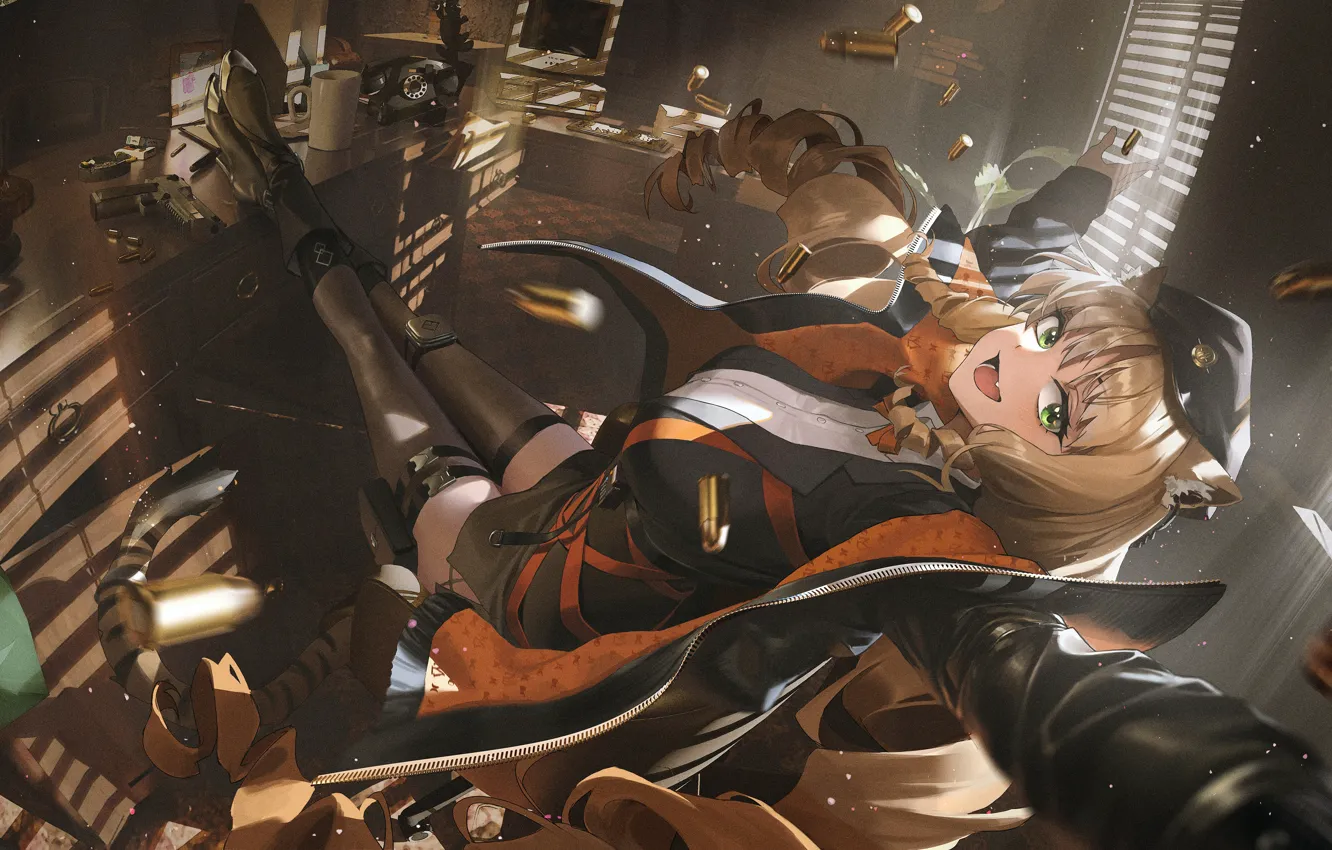 Фото обои девушка, улыбка, пули, Arknights, Swire
