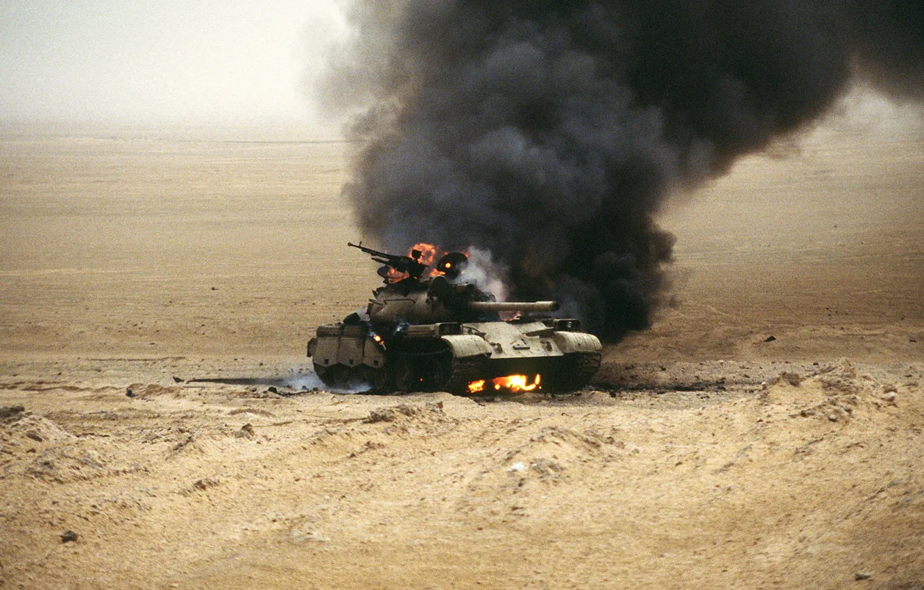 Фото обои огонь, война, танк, Ирак, Т-54