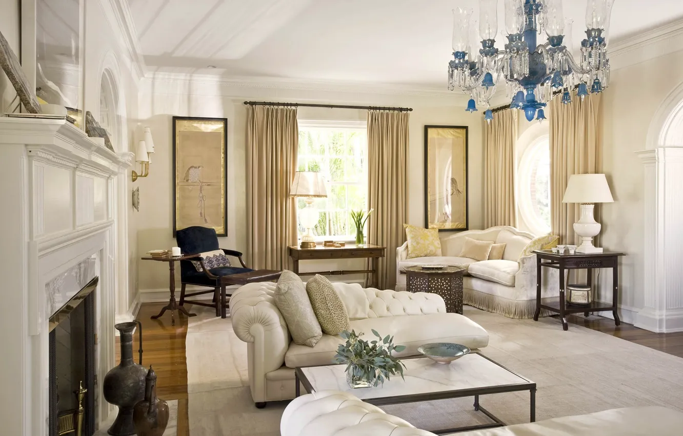 Фото обои окна, камин, шторы, столик, диваны, design, гостиная, room