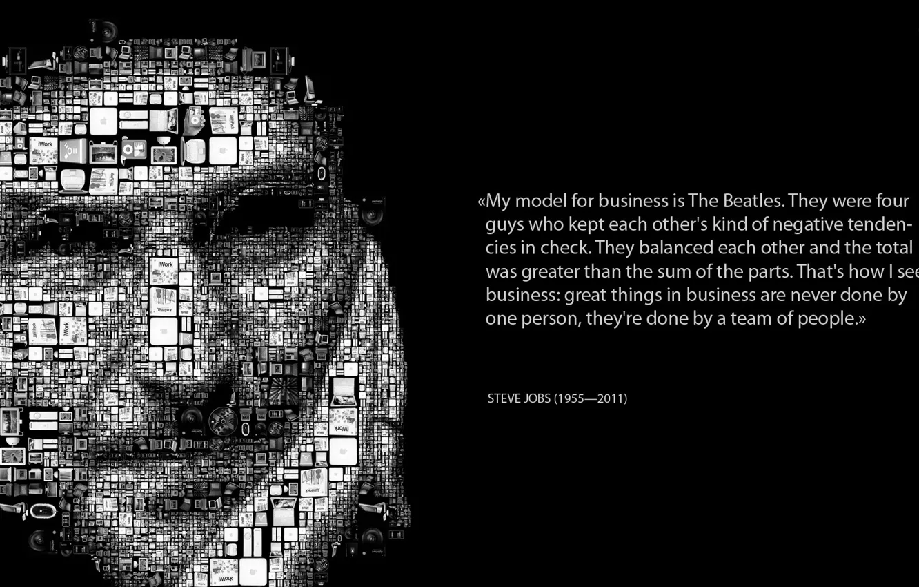 Фото обои apple, computer, black and white, steve jobs, tribute, gagets, phone.i-pod