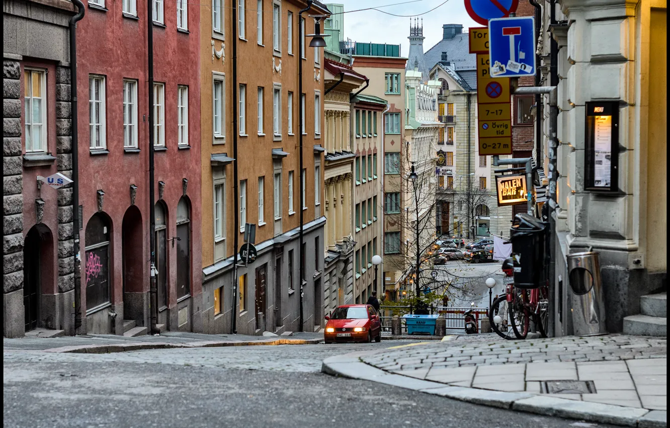 Фото обои Улица, Стокгольм, Швеция, Sweden, Street, Stockholm