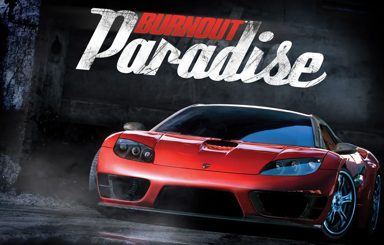 Фото обои пар, burnout paradise, мокрый асфальт