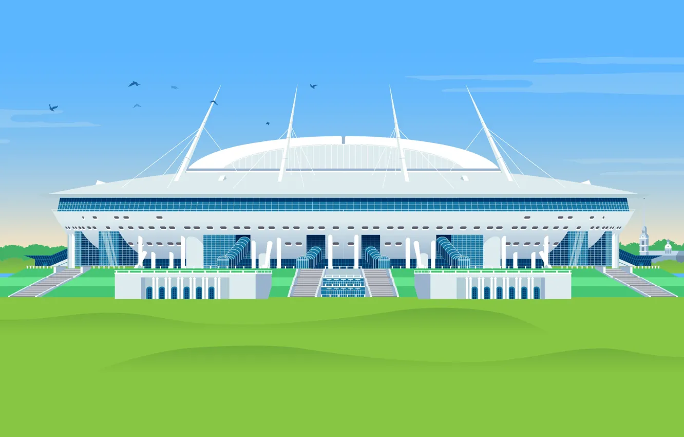 Фото обои Рисунок, Футбол, Санкт-Петербург, Арт, Zenit, Stadium, СПБ, Санкт Петербург