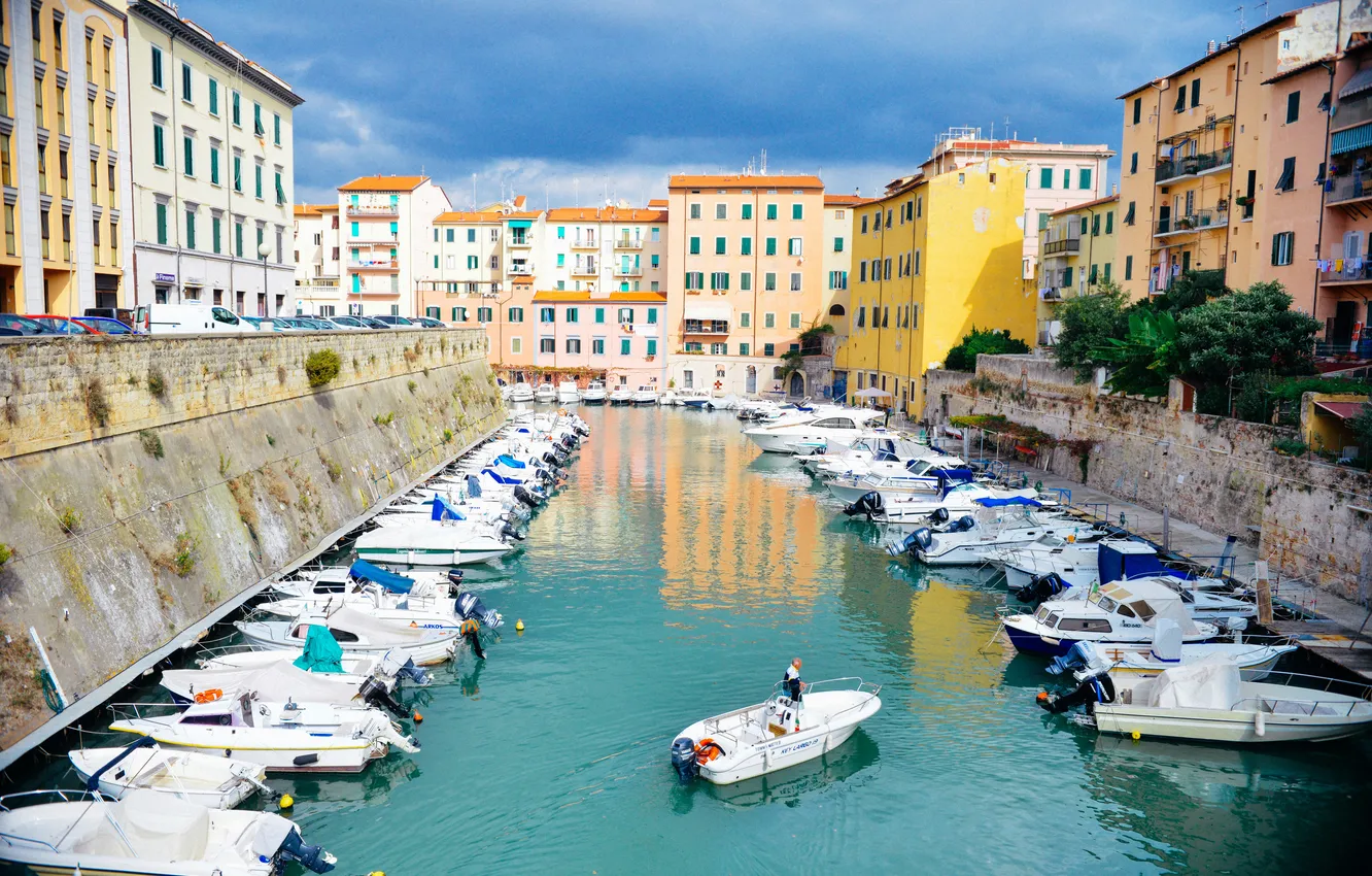 Фото обои город, лодка, лодки, Европа, канал, Europe, Boats, Canal