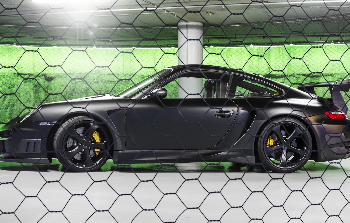 Фото обои черный, тюнинг, Porsche, суперкар, сбоку, Techart, Street R