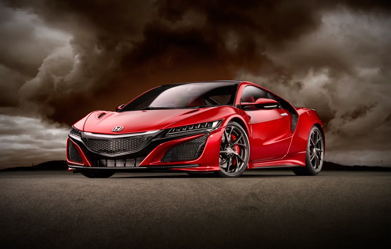 Фото обои красный, фон, арт, спорткар, Honda NSX