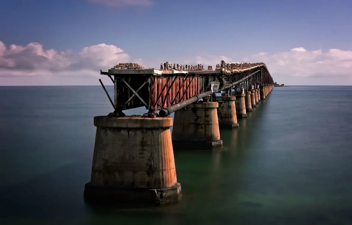 Фото обои Old, Florida, Bahia Honda Bridge