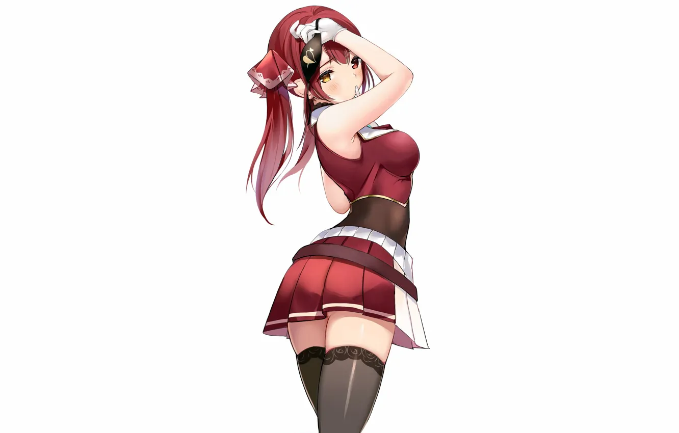 Фото обои girl, sexy, school uniform, thighhighs, long hair, boobs, anime, beautiful