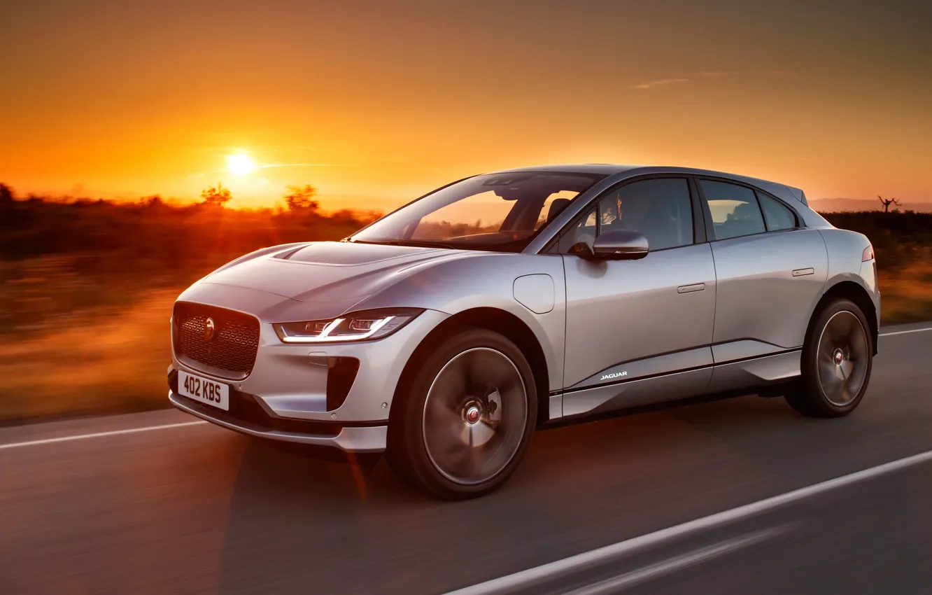 Фото обои закат, Jaguar, 2018, кроссовер, I-Pace, EV400, AWD S