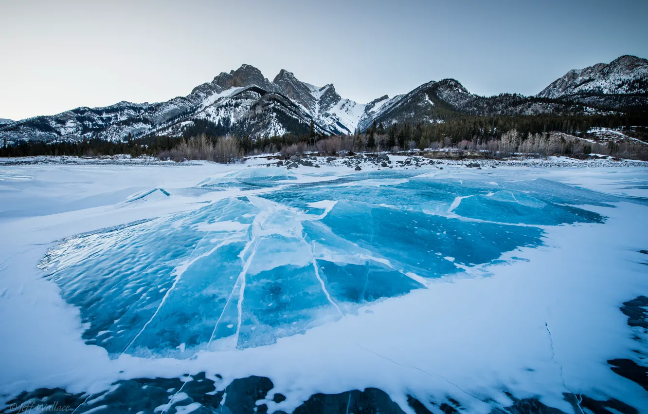 Фото обои горы, трещины, лёд, Jeff Wallace, Blue Pyramid