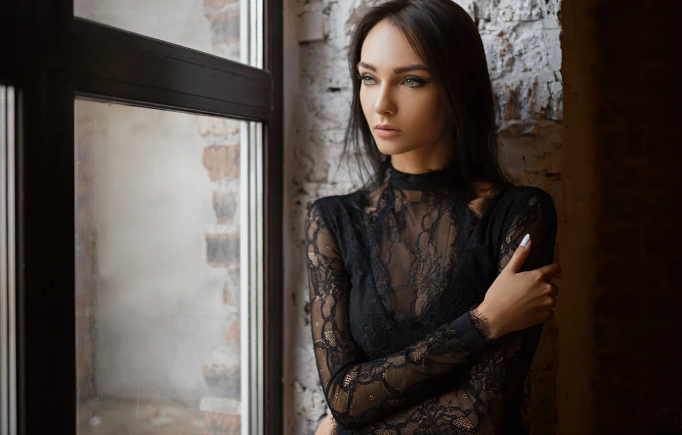 Фото обои взгляд, девушка, поза, рука, портрет, окно, Ксения, Sergey Fat