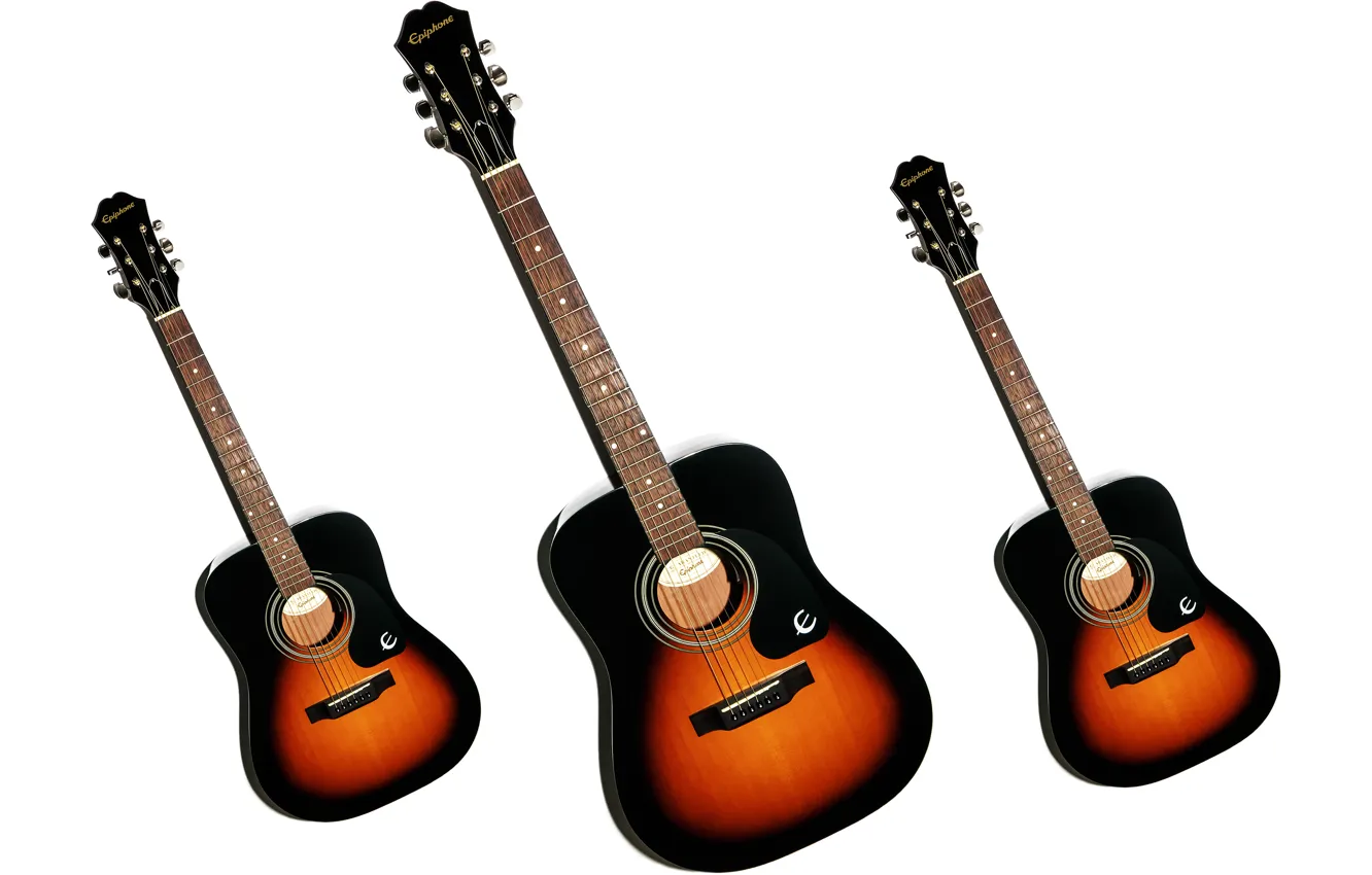 Фото обои белый, фон, гитары, компания Gibson, Epiphone