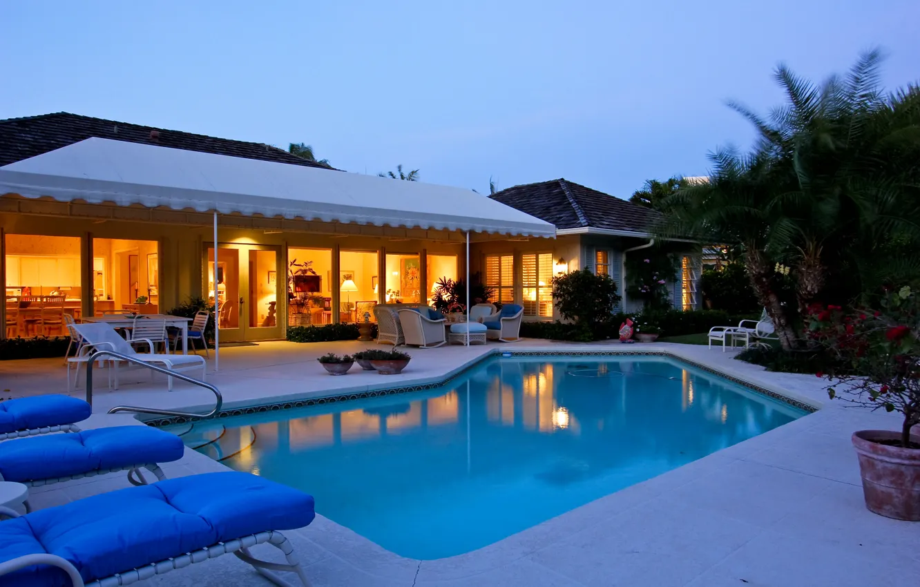 Фото обои дом, бассейн, терраса