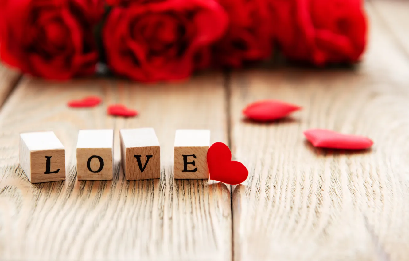 Фото обои буквы, надпись, Love, розы, сердечки, признание в любви, Olena Rudo