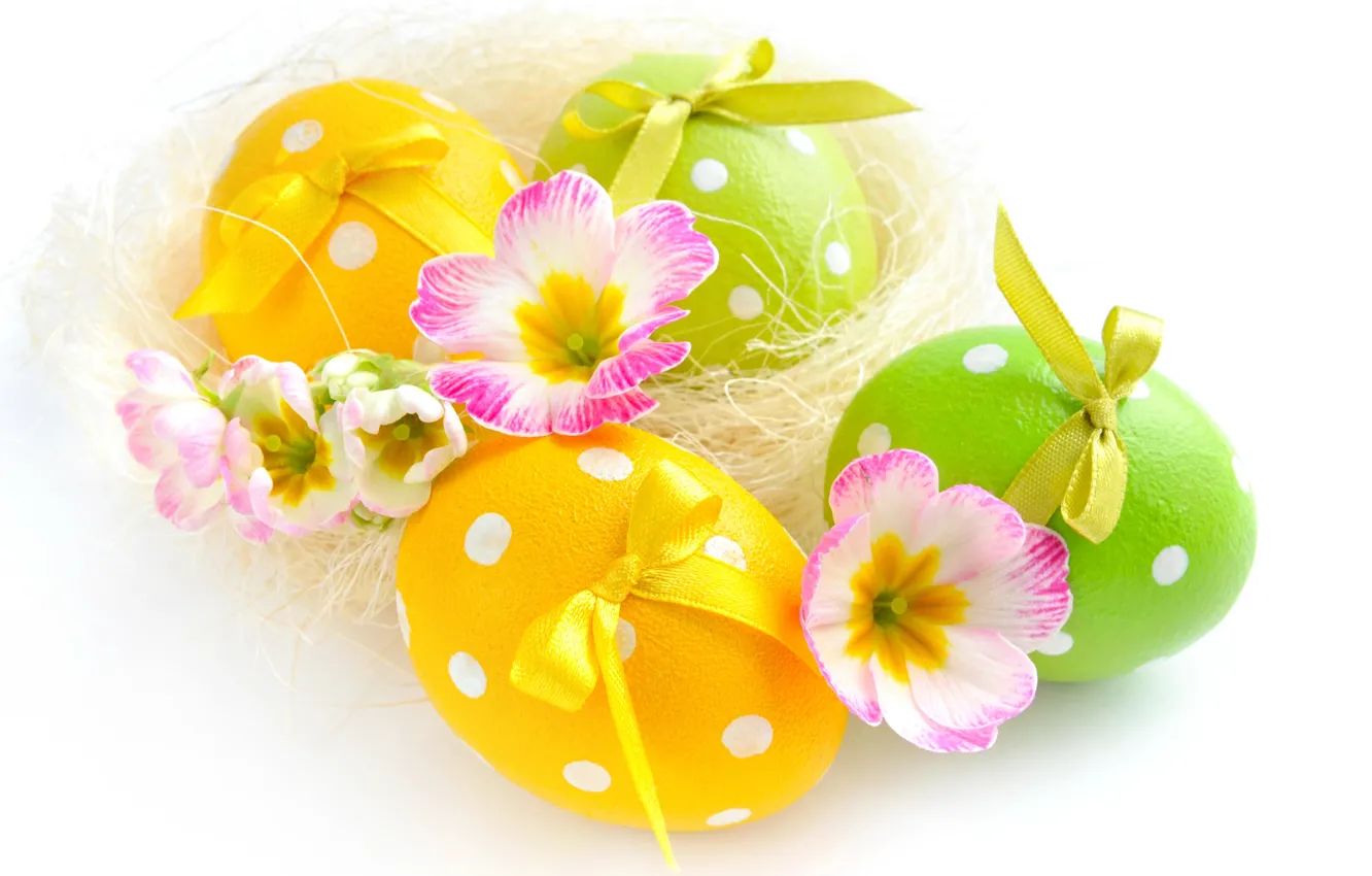 Фото обои цветы, яйца, весна, пасха