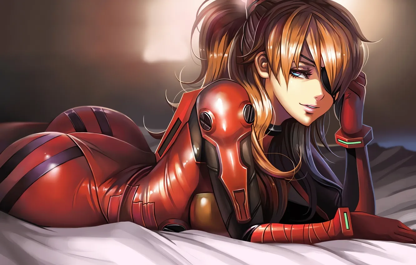 Фото обои girl, sexy, ass, Neon Genesis Evangelion, long hair, anime, blue eyes, beautiful