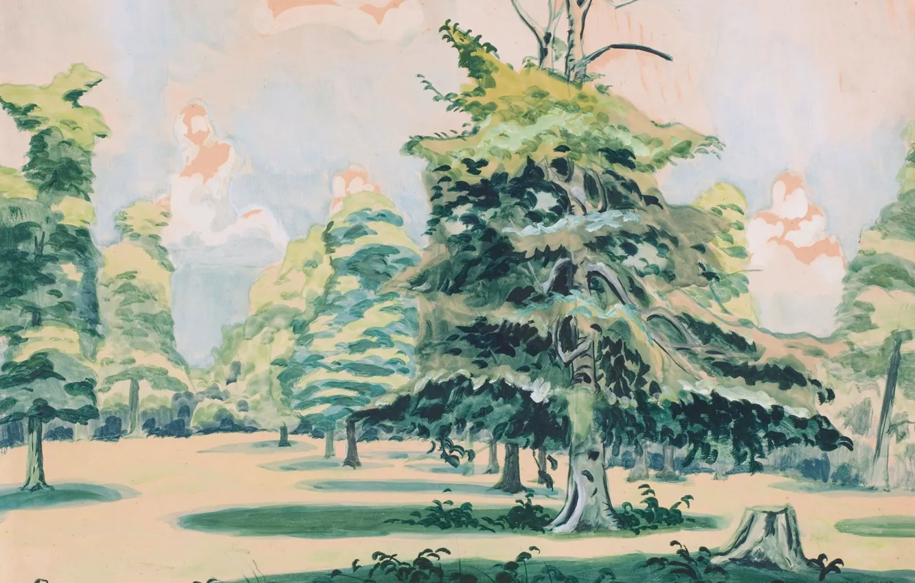 Фото обои 1920, Untitled, Charles Ephraim Burchfield, possibly Green Grove