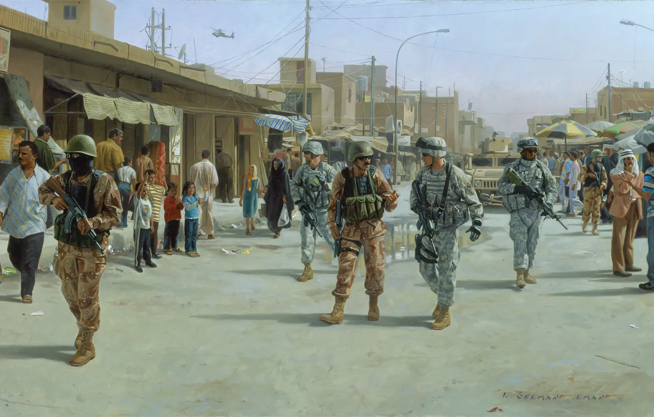 Фото обои город, война, 2005, Iraq, Mahmudiya, September 27