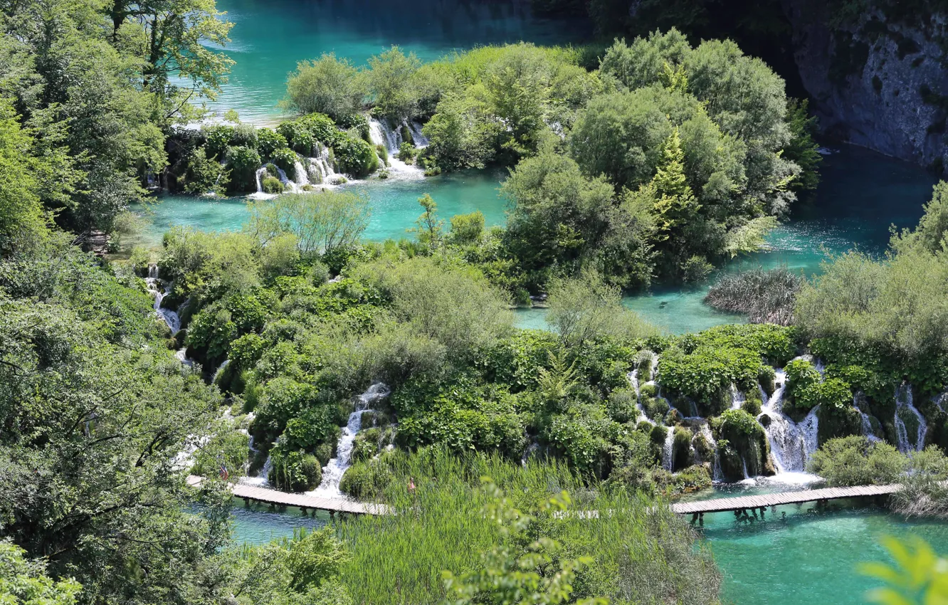 Фото обои озера, plitvice lakes, Хорватия, каскады, kroatien, Плитвице