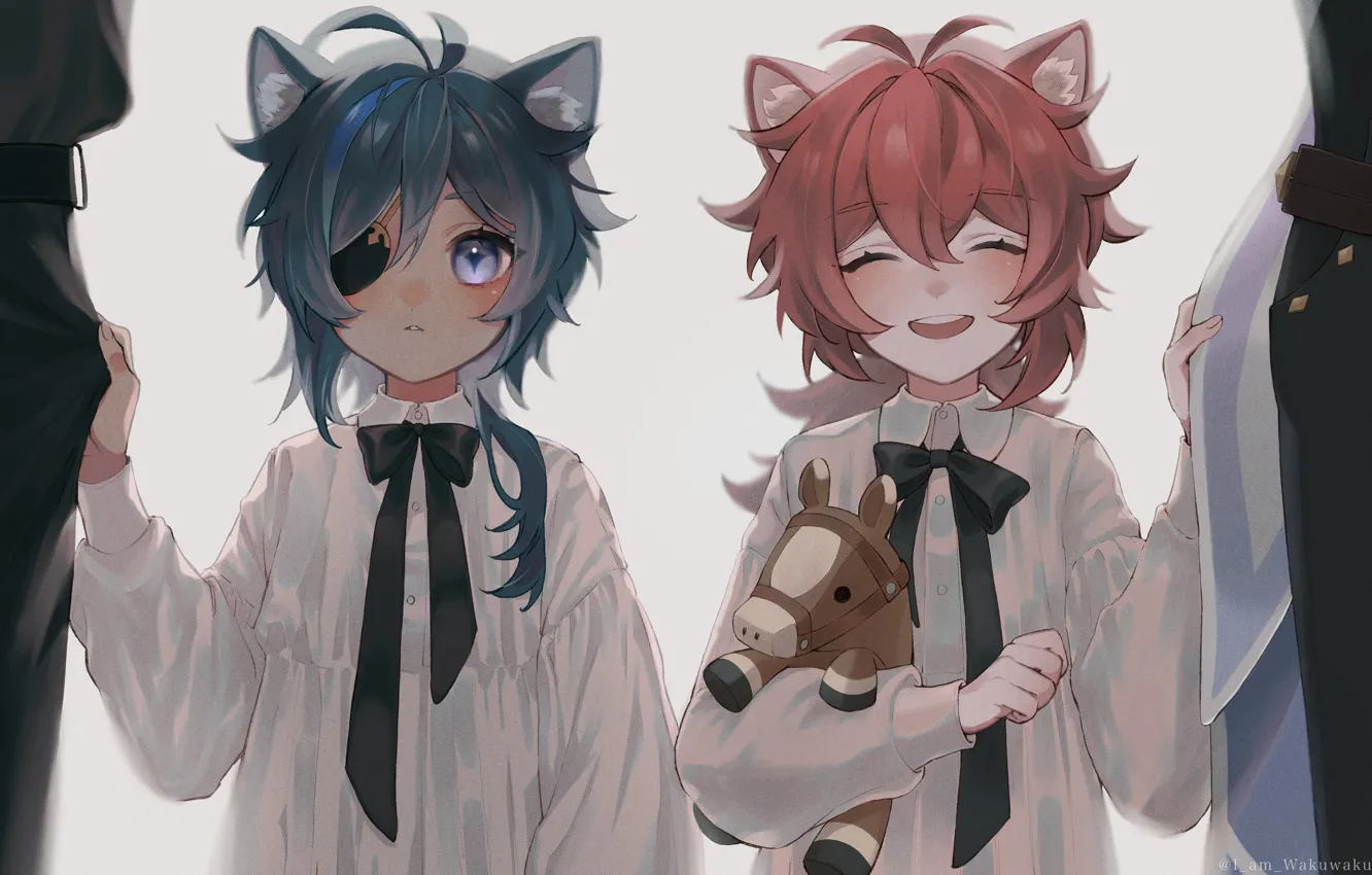 Фото обои дети, игрушка, ушки, Genshin Impact, Kaeya, Diluc