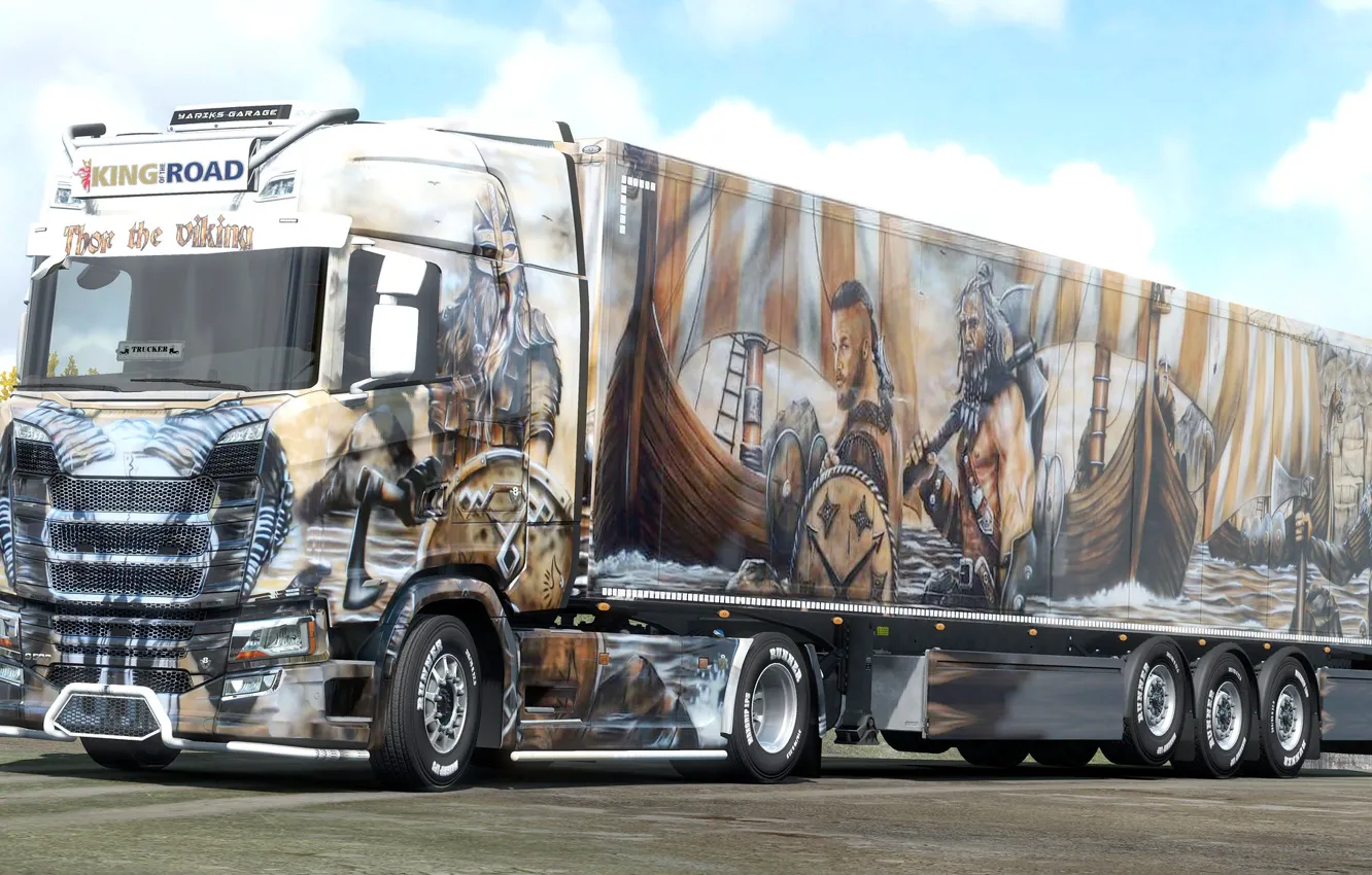 Фото обои дизайн, игра, грузовик, аэрография, викинги, Simulator 2, Euro Truck