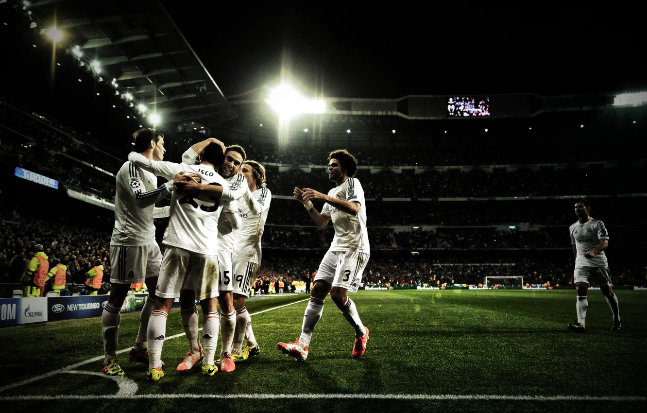 Фото обои wallpaper, sport, stadium, football, Santiago Bernabeu, Real Madrid CF, players