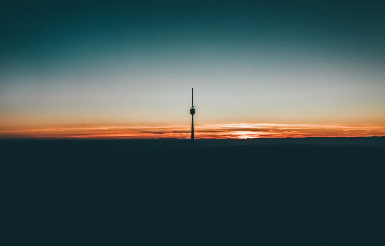 Фото обои небо, закат, Stuttgarter Fernsehturm