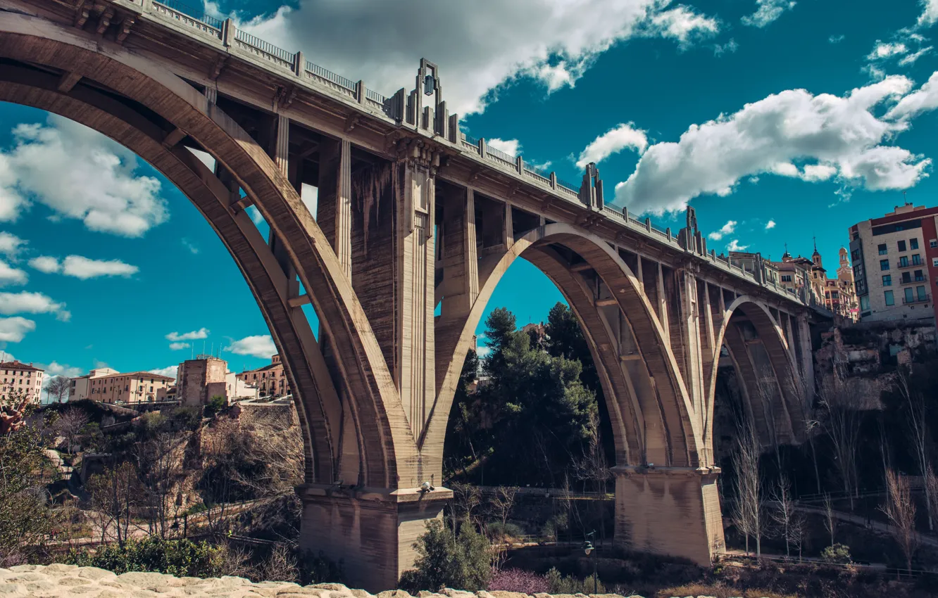 Фото обои trees, bridge, architecture