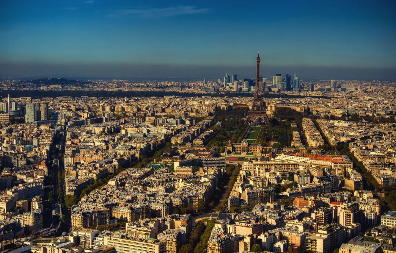 Фото обои город, Франция, Париж, вид, здания, Эйфелева башня, Paris