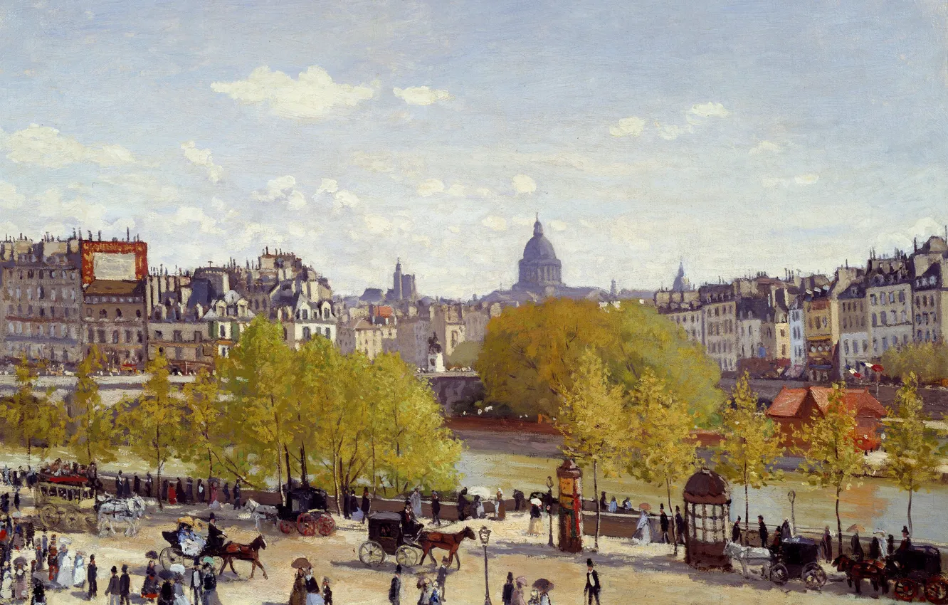 Фото обои художник, импрессионизм, искуство, картина маслом, 1867, Claude Monet, Quai du Louvre, Клод Моне
