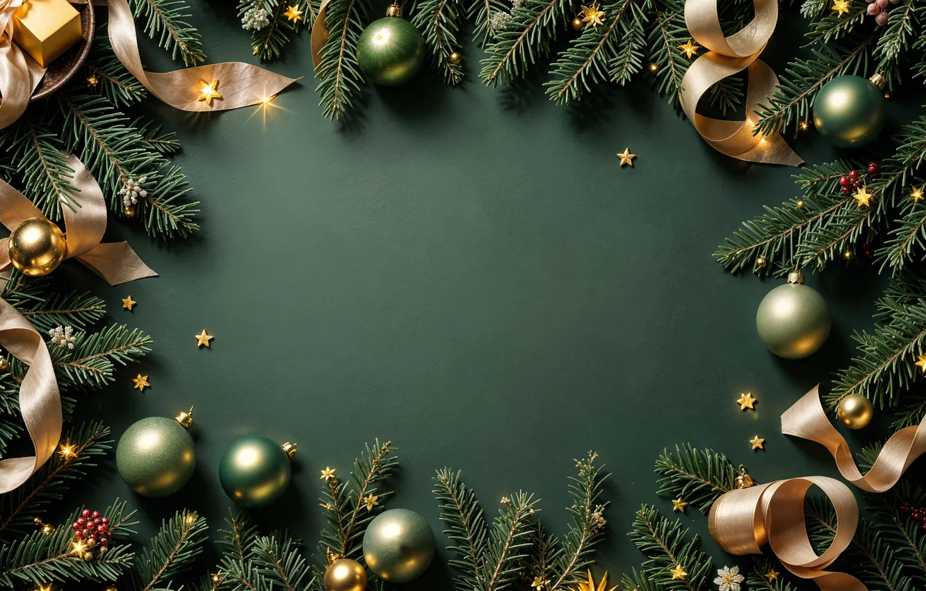 Фото обои украшения, фон, шары, Рождество, Новый год, golden, new year, Christmas
