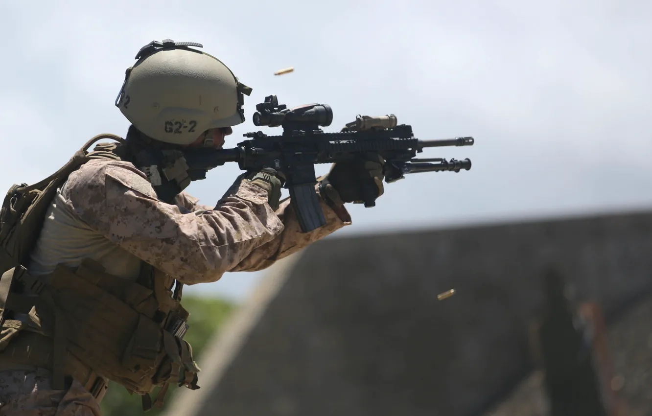 Фото обои солдат, United States Marine Corps, M16A4