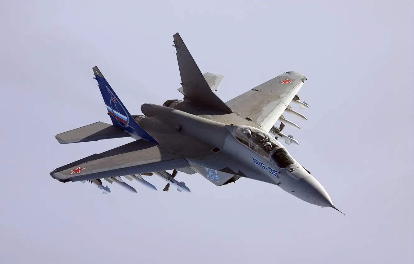 Фото обои полет, истребитель, ракеты, Миг-35