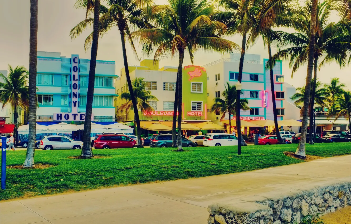 Фото обои дома, Майами, Флорида, Miami, florida, гостиницы, отели, vice city