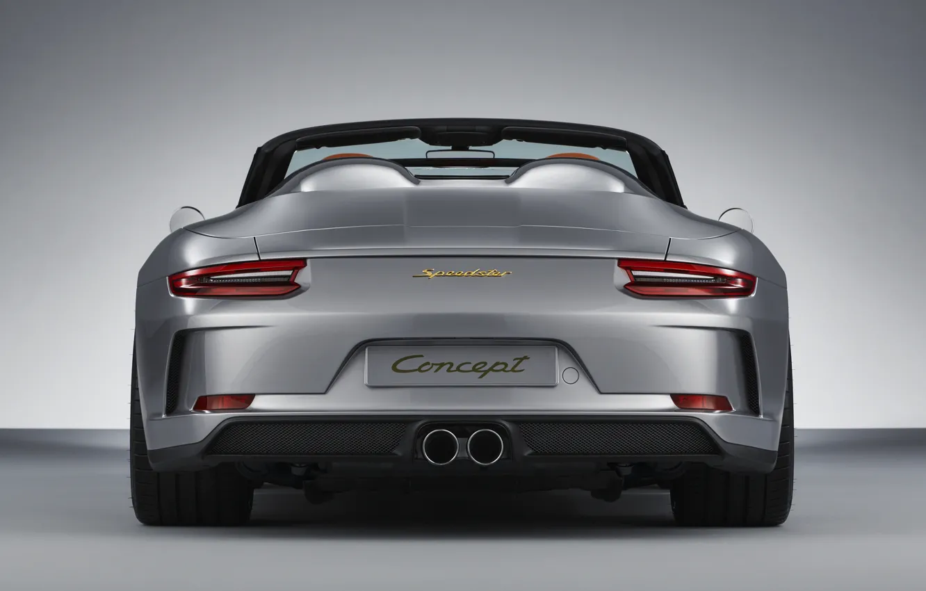 Фото обои Porsche, 2018, корма, серо-серебристый, 911 Speedster Concept