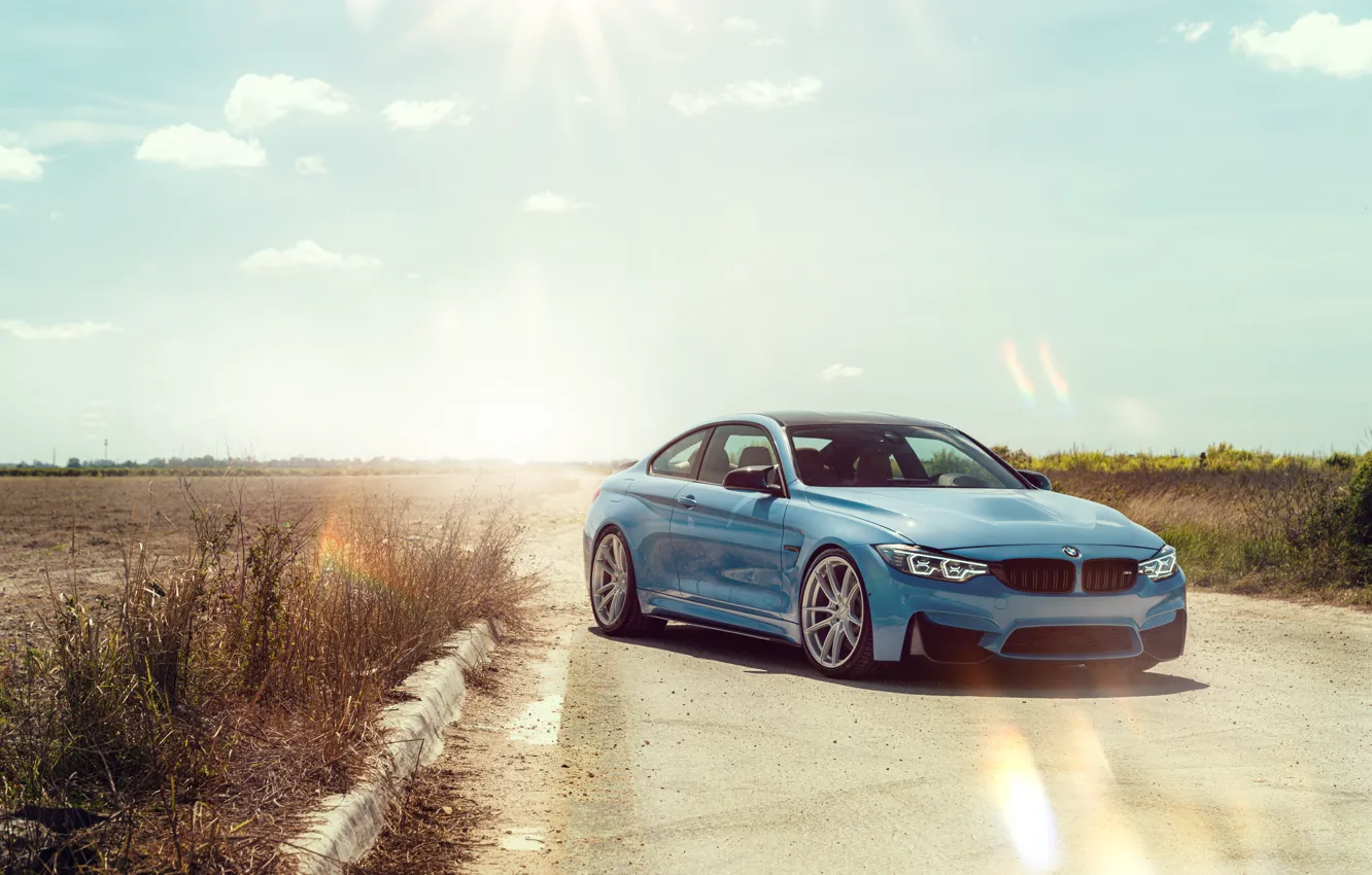 Фото обои BMW, Sun, Road, F82, M4