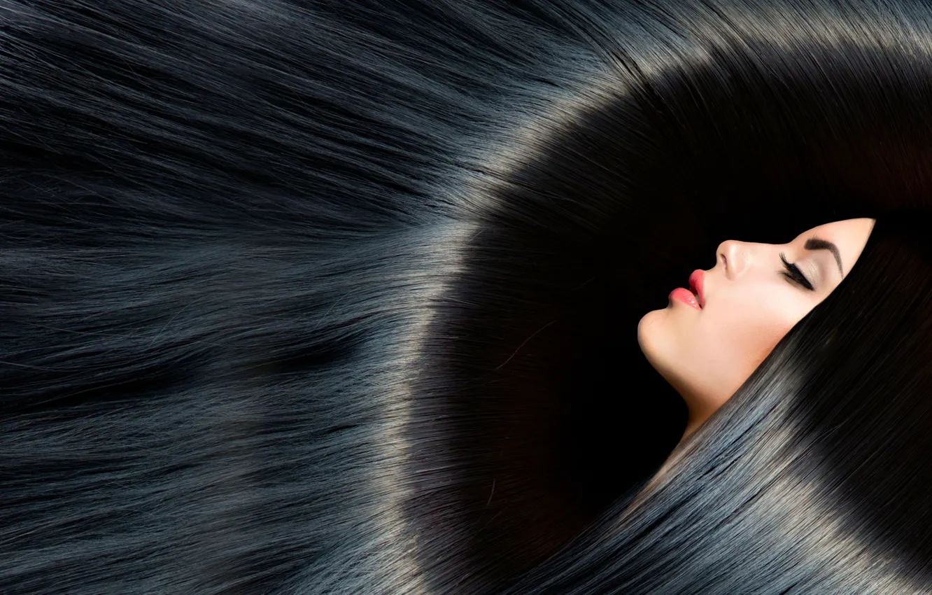 Фото обои hair, brunette, makeup, glitter