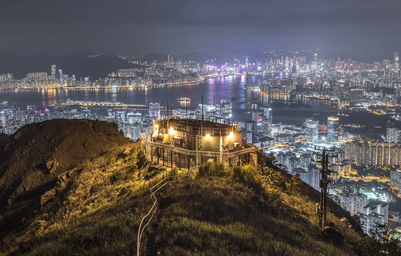 Фото обои город, огни, красота, Гонконг, Китай, Hong Kong