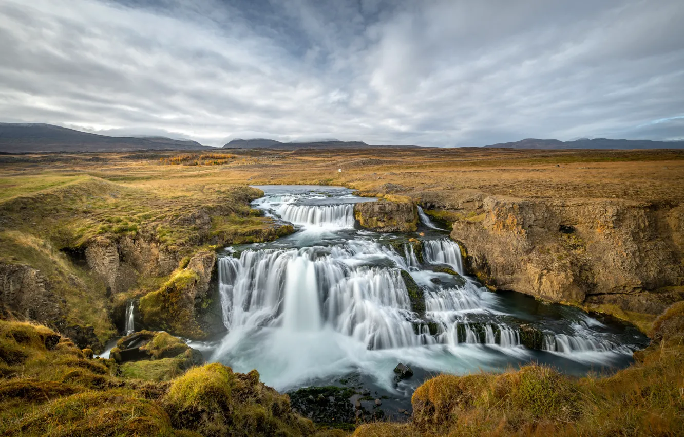 Фото обои река, Исландия, Iceland, Reykjafoss
